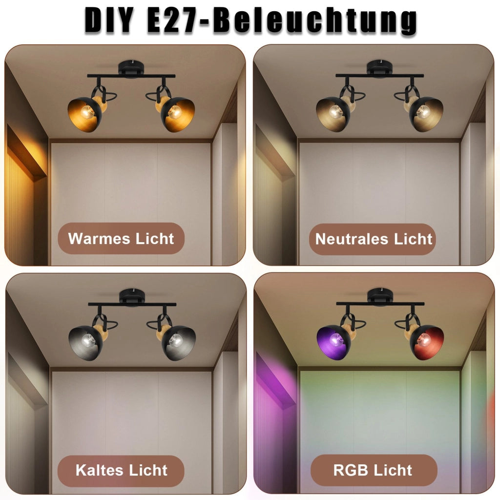 ZMH Faretto da soffitto a 2 luci orientabile a 350° Vintage Plafoniera Soggiorno