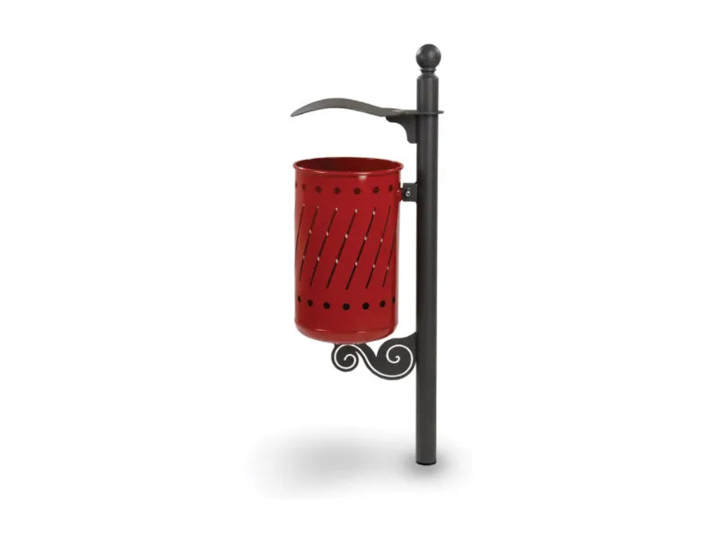 Cestino Ramblas 572 Giochipark acciaio zincato verniciato A~35x52h urbano 35lt - RAL 3003 - Da interrare