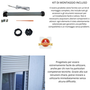 Motore Elettrico Tapparelle Avvolgibile Silenzioso 270W Kit Montaggio Completo Casa Ufficio Quantità: 1 Unita, NM: 30