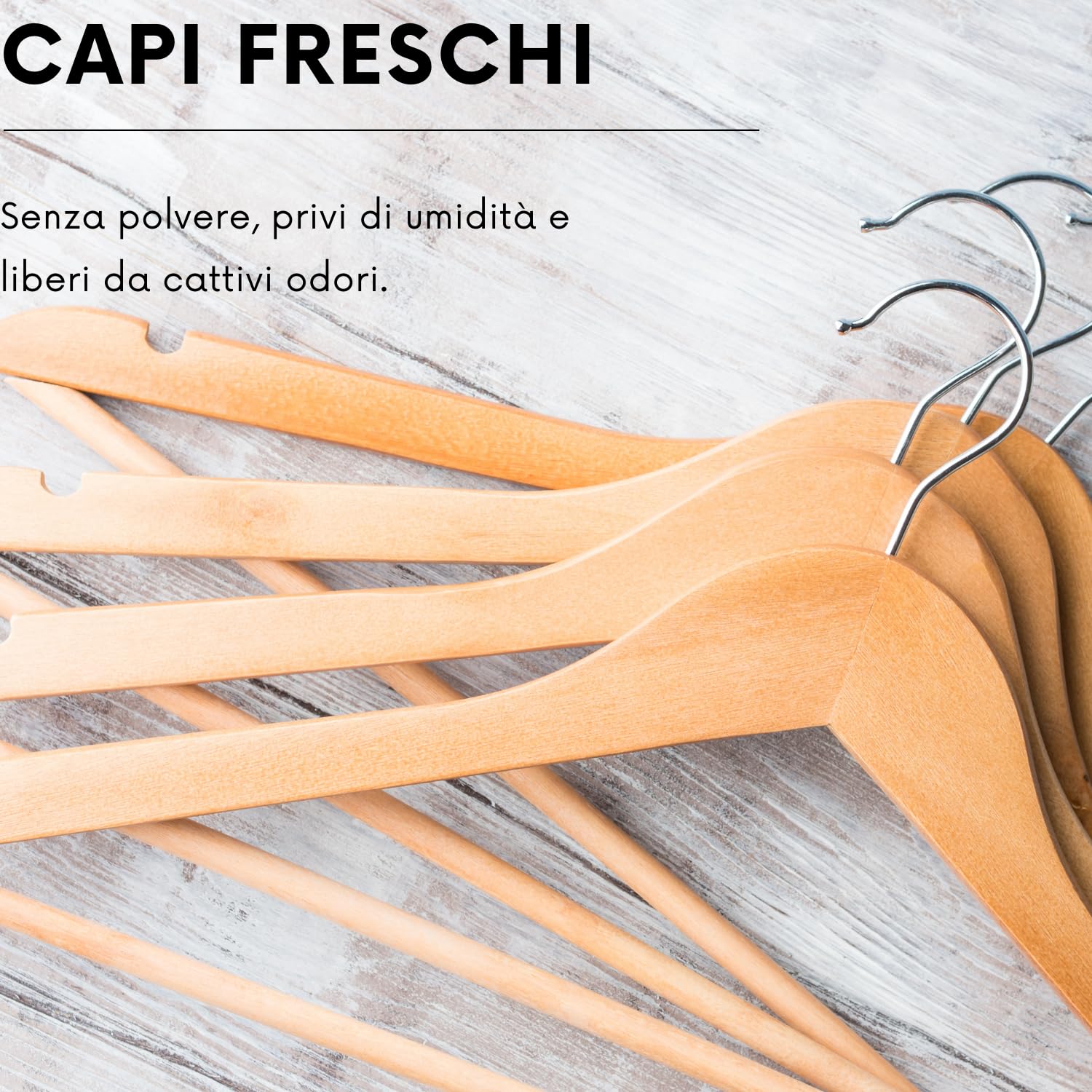 Grucce Appendiabiti Legno Naturale Universali Gancio Girevole Scanalature Spallina Barra Antiscivolo Bordi Arrotondati Salvaspazio Resistenti Leggere Uso Domestico Lavorativo Quantità: 60