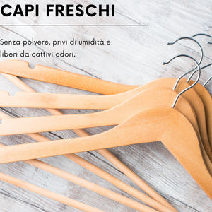 Grucce Appendiabiti Legno Naturale Universali Gancio Girevole Scanalature Spallina Barra Antiscivolo Bordi Arrotondati Salvaspazio Resistenti Leggere Uso Domestico Lavorativo Quantità: 60