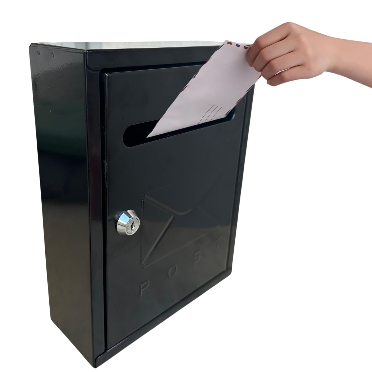 Cassetta Postale Esterno Personale Ferro Dimensioni 26 x 20 x 7,5 cm Elegante Funzionale Colore: Nero