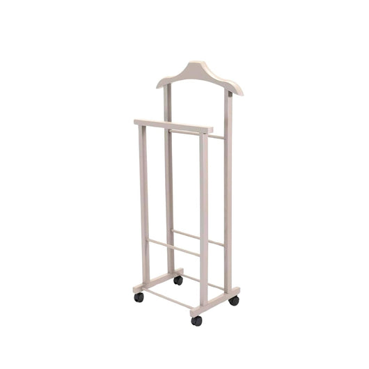 OWIJI Indossatore Appendiabiti Legno Faggio Rotelle Servo Muto Doppio Dimensioni 45 x 30 x 95 cm Appendiabiti Vestiti Camera Letto Cabina Armadio Colore: Grigio, Unità: 1 Unità