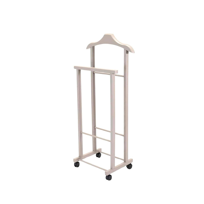 OWIJI Indossatore Appendiabiti Legno Faggio Rotelle Servo Muto Doppio Dimensioni 45 x 30 x 95 cm Appendiabiti Vestiti Camera Letto Cabina Armadio Colore: Grigio, Unità: 1 Unità