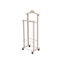 OWIJI Indossatore Appendiabiti Legno Faggio Rotelle Servo Muto Doppio Dimensioni 45 x 30 x 95 cm Appendiabiti Vestiti Camera Letto Cabina Armadio Colore: Grigio, Unità: 1 Unità