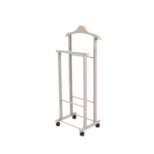 OWIJI Indossatore Appendiabiti Legno Faggio Rotelle Servo Muto Doppio Dimensioni 45 x 30 x 95 cm Appendiabiti Vestiti Camera Letto Cabina Armadio Colore: Grigio, Unità: 1 Unità