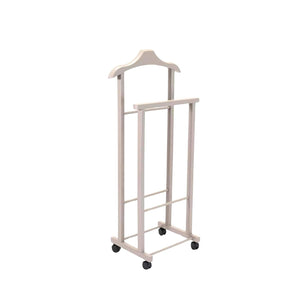OWIJI Indossatore Appendiabiti Legno Faggio Rotelle Servo Muto Doppio Dimensioni 45 x 30 x 95 cm Appendiabiti Vestiti Camera Letto Cabina Armadio Colore: Grigio, Unità: 1 Unità