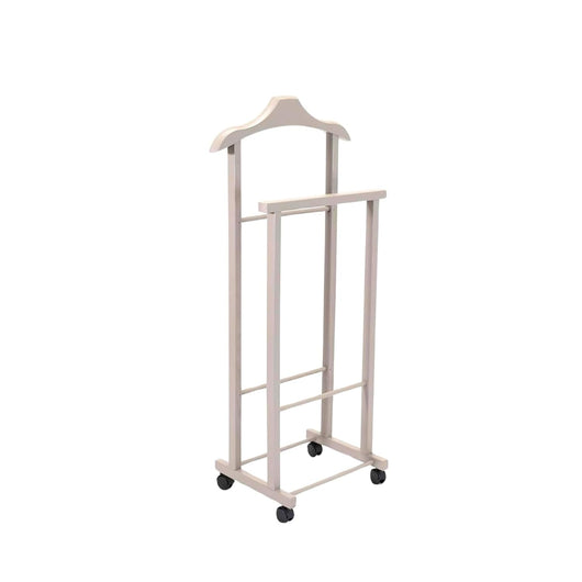 OWIJI Indossatore Appendiabiti Legno Faggio Rotelle Servo Muto Doppio Dimensioni 45 x 30 x 95 cm Appendiabiti Vestiti Camera Letto Cabina Armadio Colore: Grigio, Unità: 1 Unità