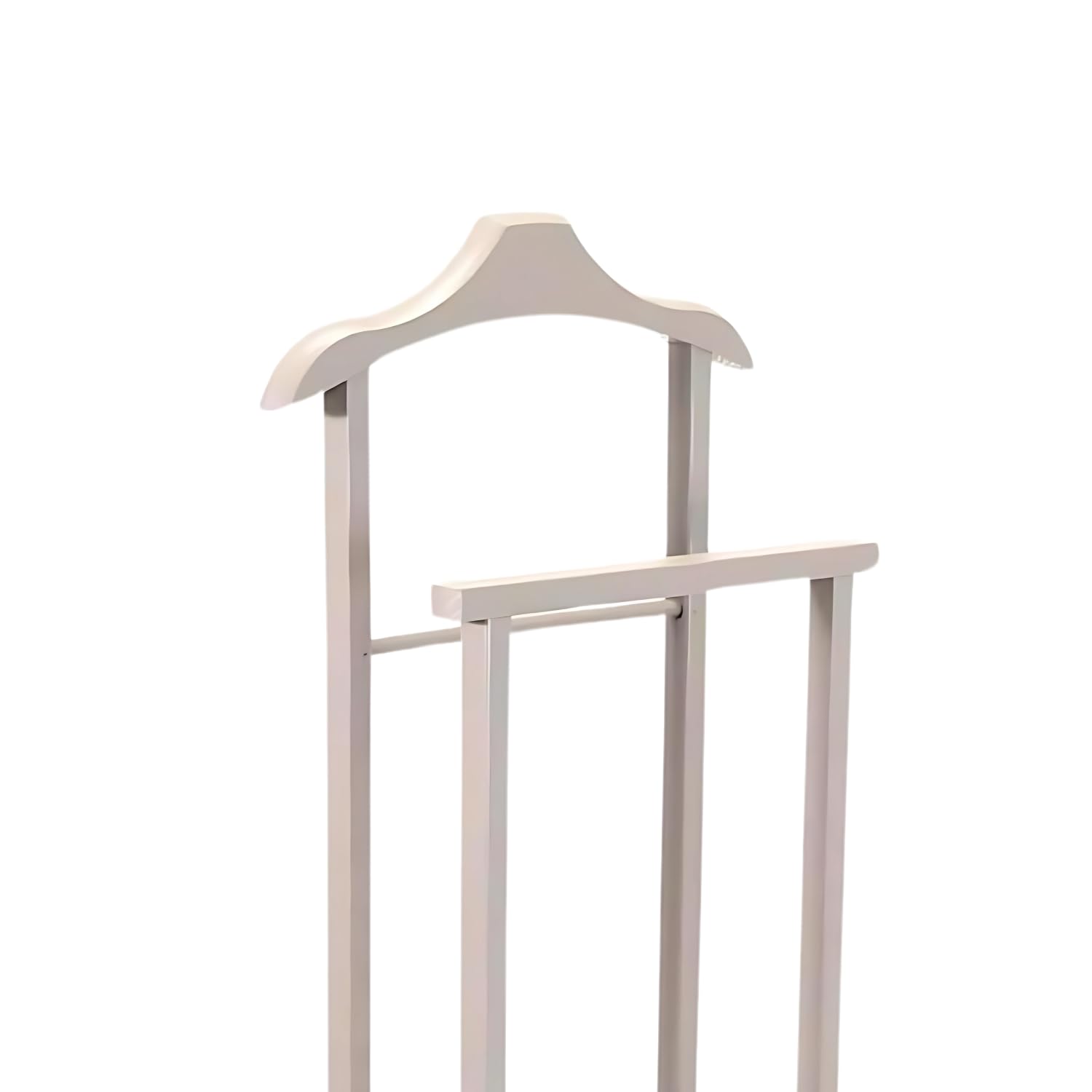 OWIJI Indossatore Appendiabiti Legno Faggio Rotelle Servo Muto Doppio Dimensioni 45 x 30 x 95 cm Appendiabiti Vestiti Camera Letto Cabina Armadio Colore: Grigio, Unità: 1 Unità