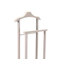 OWIJI Indossatore Appendiabiti Legno Faggio Rotelle Servo Muto Doppio Dimensioni 45 x 30 x 95 cm Appendiabiti Vestiti Camera Letto Cabina Armadio Colore: Grigio, Unità: 1 Unità