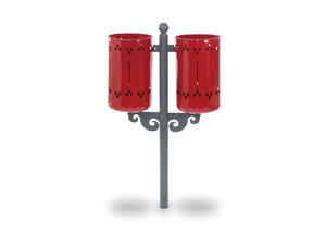 Cestino Old Style Double 576 Giochipark acciaio zincato verniciato A~75x52h - RAL 3003 - Da interrare