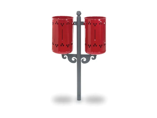 Cestino Old Style Double 576 Giochipark acciaio zincato verniciato A~75x52h - RAL 3003 - Da interrare