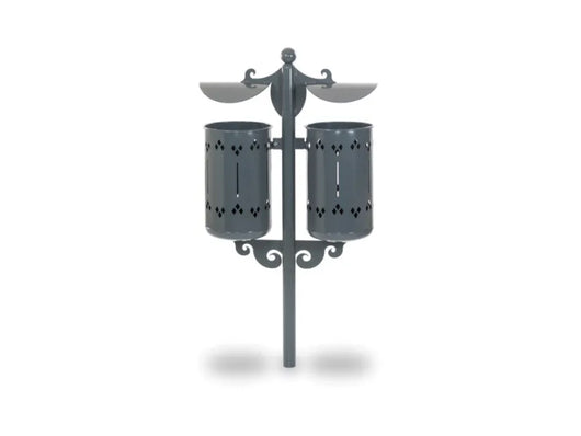 Cestino Pigalle Double 577 Giochipark acciaio zincato verniciato A~75x52h urbano - RAL 7011 - Da interrare