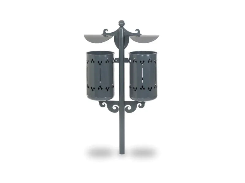 Cestino Pigalle Double 577 Giochipark acciaio zincato verniciato A~75x52h urbano - RAL 7011 - Da interrare