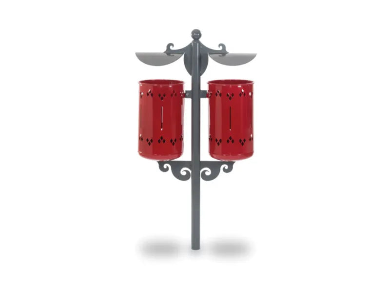 Cestino Pigalle Double 577 Giochipark acciaio zincato verniciato A~75x52h urbano - RAL 3003 - Da interrare