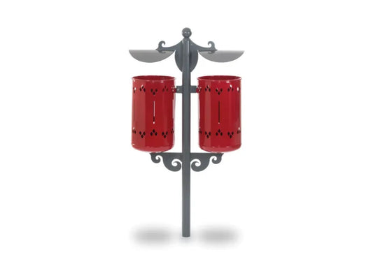 Cestino Pigalle Double 577 Giochipark acciaio zincato verniciato A~75x52h urbano - RAL 3003 - Filo pavimento