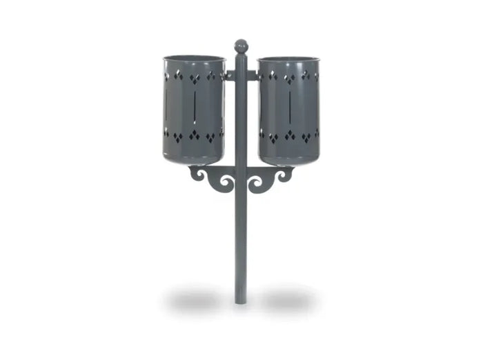 Cestino Old Style Double 576 Giochipark acciaio zincato verniciato A~75x52h - RAL 7011 - Da interrare