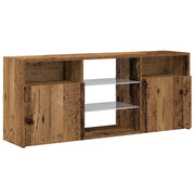 Mobile TV sospeso moderno con luci a LED 120 x 30 x 50 cm pratico vano contenitore atmosfera di tendenza legno composito finitura effetto legno anticato 02_0050862