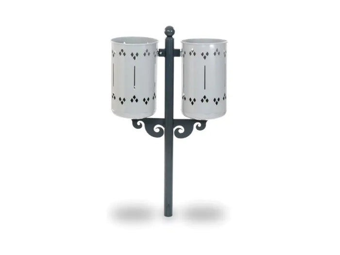 Cestino Old Style Double 576 Giochipark acciaio zincato verniciato A~75x52h - RAL 9006 - Filo pavimento