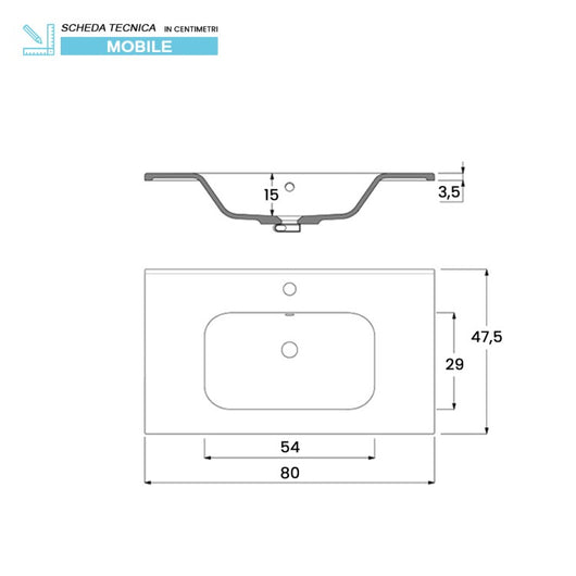 COMPOSIZIONE BAGNO INDUSTRIAL 80X47XH78CM NERA