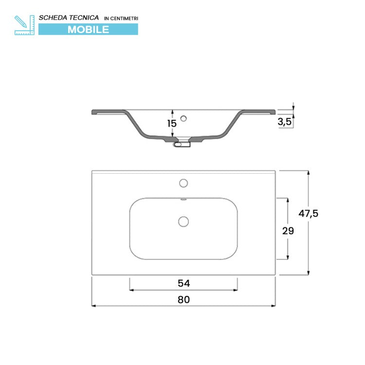 COMPOSIZIONE BAGNO INDUSTRIAL 80X47XH78CM NERA