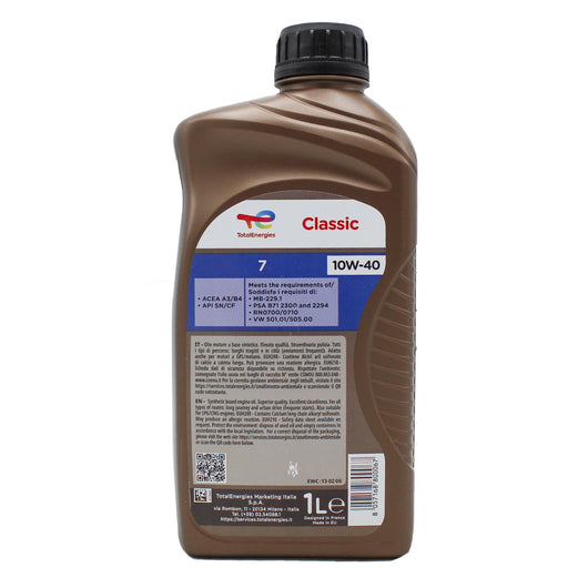 OLIO MOTORE TOTAL CLASSIC 7 10W-40 1L A3/B4
