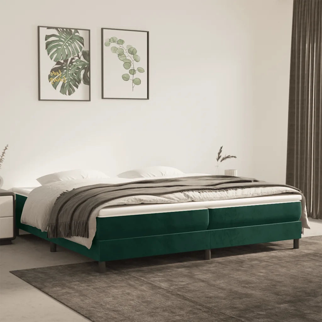 Giroletto a Molle con Materasso Verde Scuro 200x200 cm Velluto cod mxl 64450