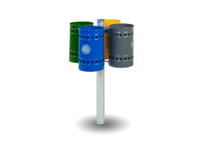 Cestino Eco-Four Milano 224 Giochipark acciaio zincato raccolta 4x28lt A~28x45h - Da interrare