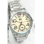 Trade Shop - Orologio Polso Zcc Uomo Analogico Acciaio Silver Crono Elegante Quadrante Dorato -