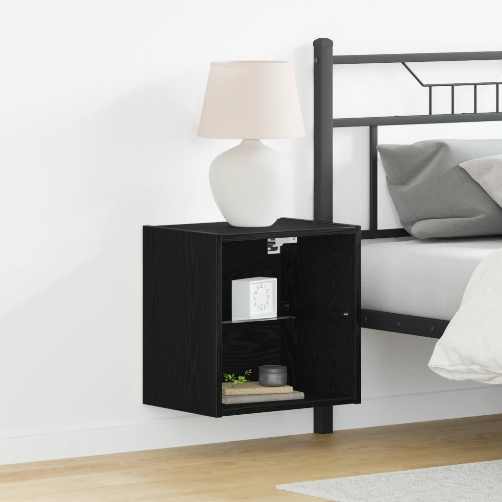 Mensola flottante  Nero Rovere 40x28,5x40 cm Legno ingegnerizzato