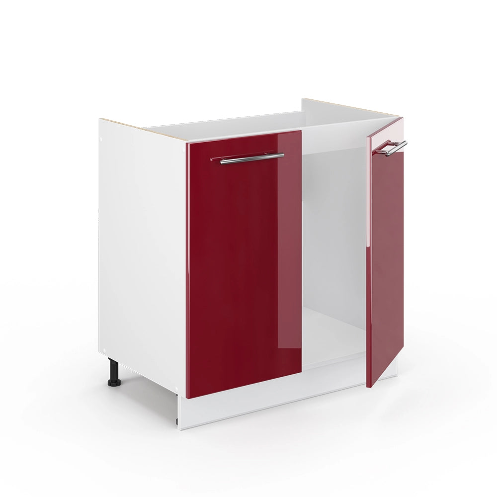 Vicco Mobile sottolavabo per bagno Rosso bordeaux lucido 80 x 82 cm senza piano di lavoro