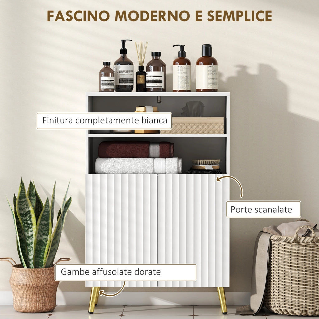 Mobile Bagno con Armadietto e Ripiani ¨C Zephmum ¨C Bianco 60x31.8x93 cm