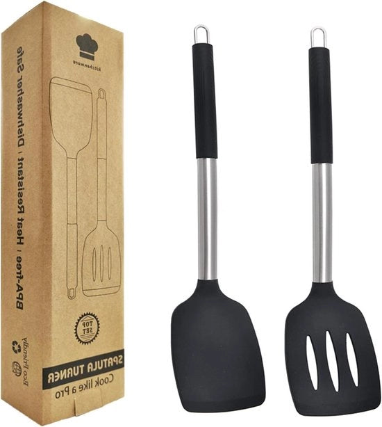 Set di 2 spatole BPA libere, utensili da cucina in silicone, spatteda resistente al calore, ideale per pancake e prodotti da forno
