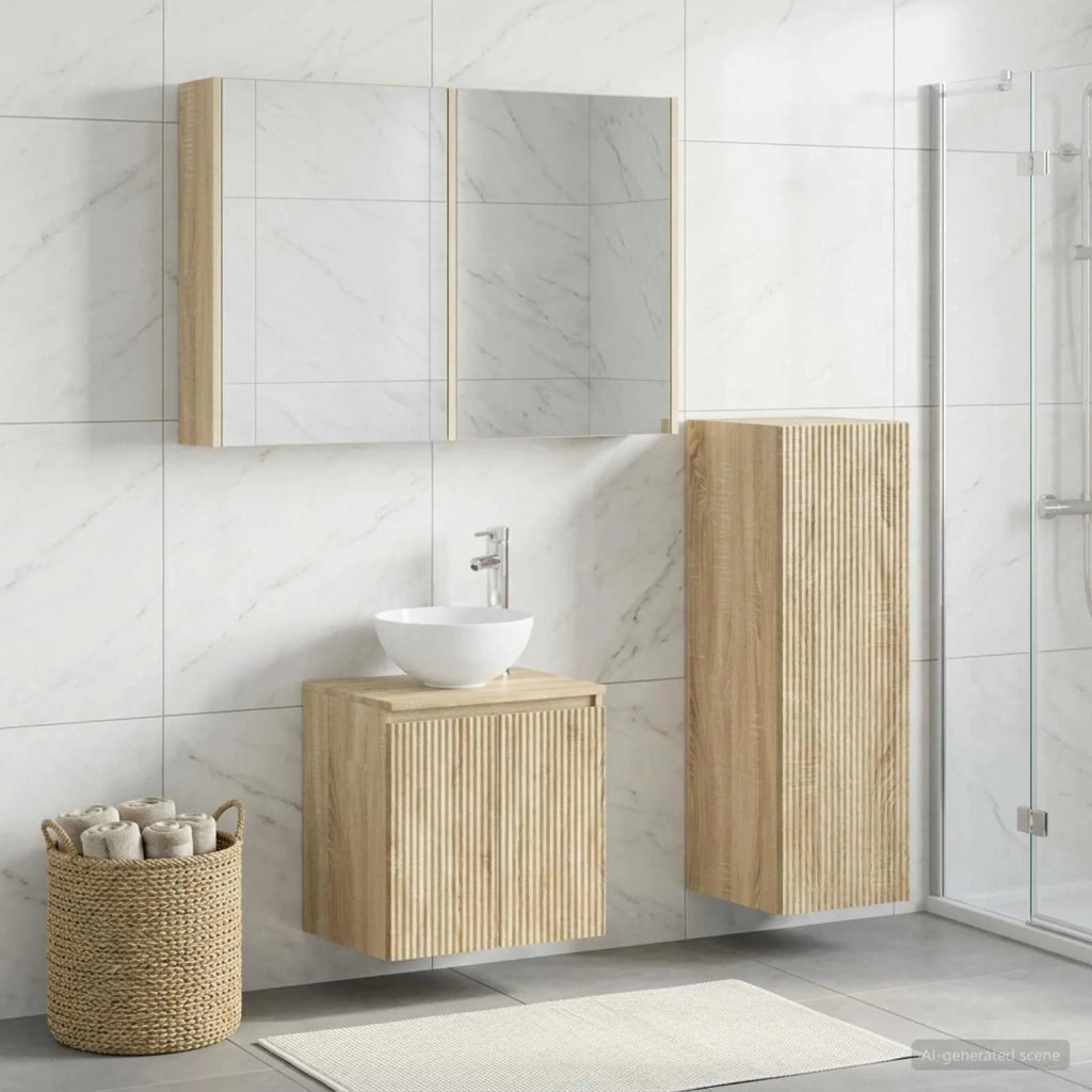 Set di mobili per il bagno 4 pz Rovere Sonoma 3407425