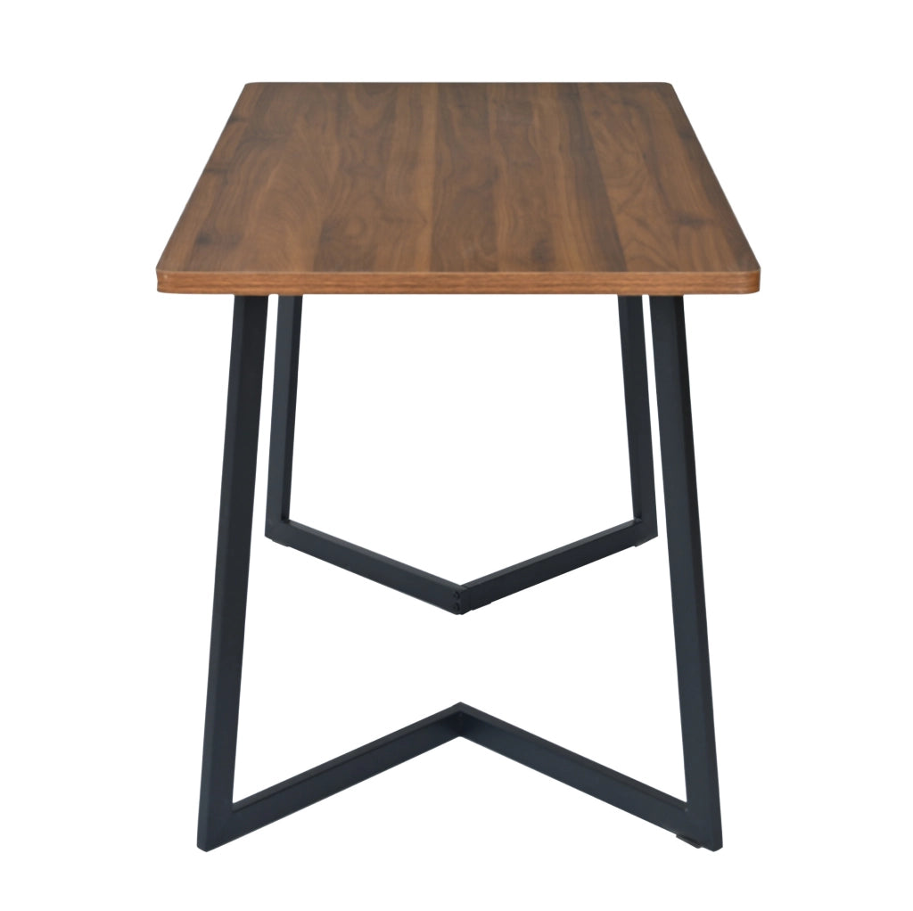 Tavolo da pranzo 117x68x75 cm in MDF con gambe in metallo; nero e noce