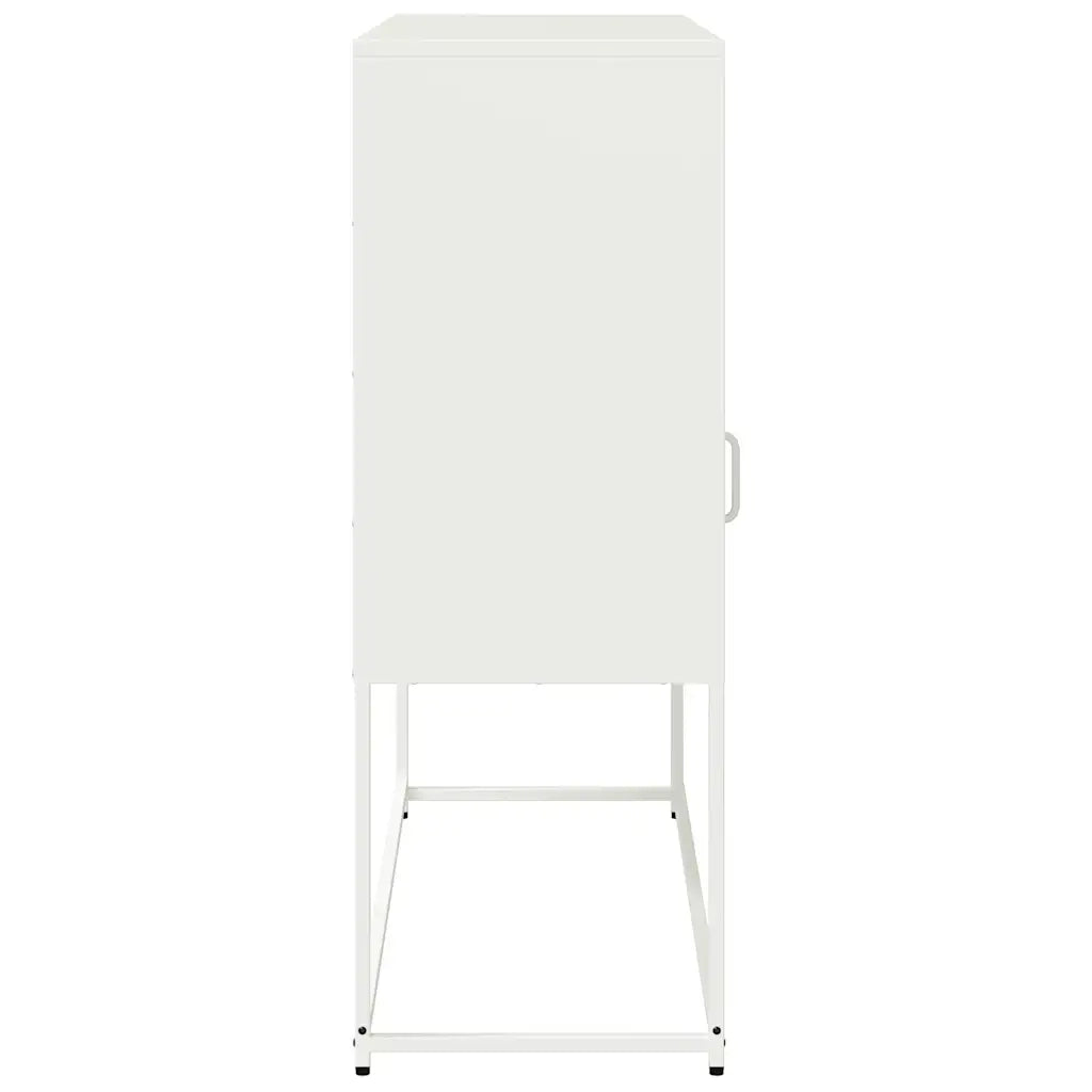 Credenza Bianca 100,5x39x107 cm in Acciaio Laminato a Freddo 853421