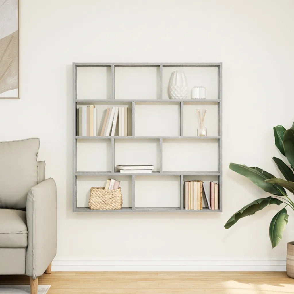 vidaXL Mensola a Cubo da Muro 12 Scomparti in Truciolato Sonoma Grigio