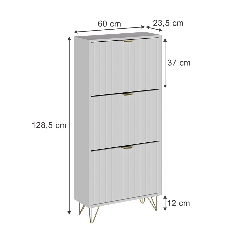 Vicco Armadio per le scarpe Bianco 60 x 128.5 cm 3 scomparti
