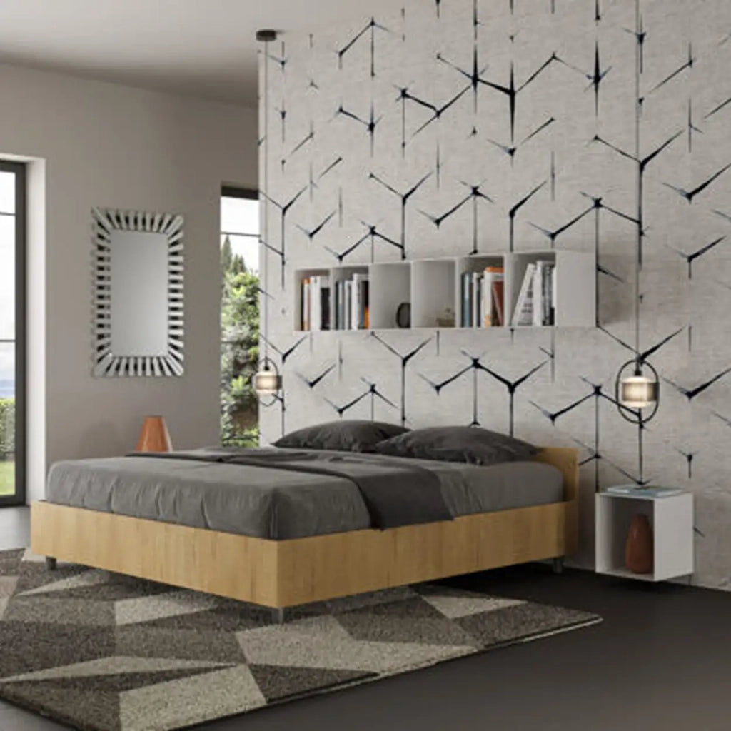 Letto matrimoniale con rete 160x200 quercia Nuamo