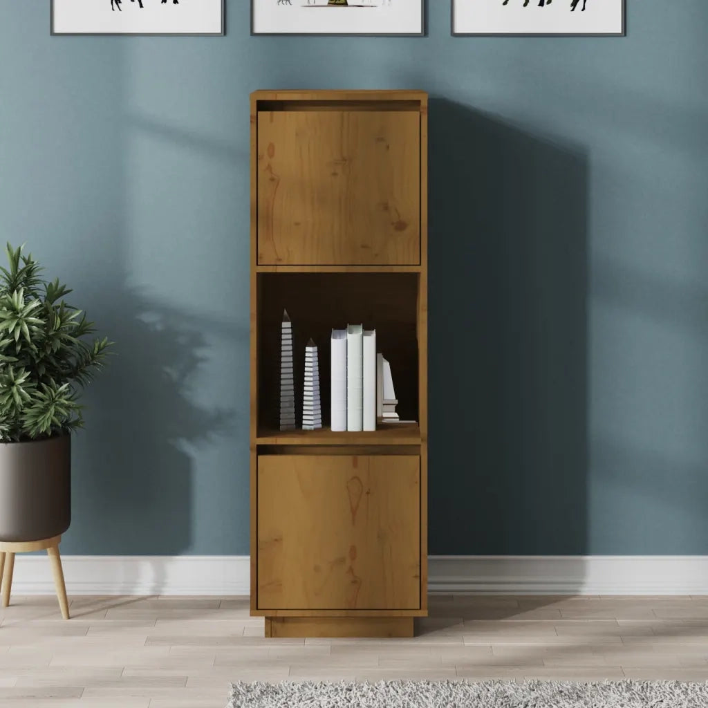 Credenza | Madia | Buffet da pranzo | Armadio da pranzo Marrone Ambrato 38x35x117 cm in Legno Massello di Pino