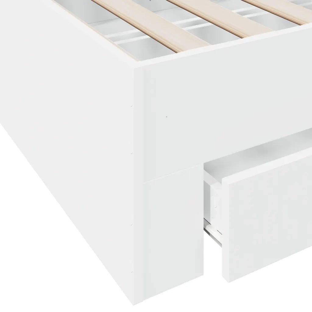 Giroletto con Cassetti Bianco 140x190 cm in Legno Multistrato 3280398