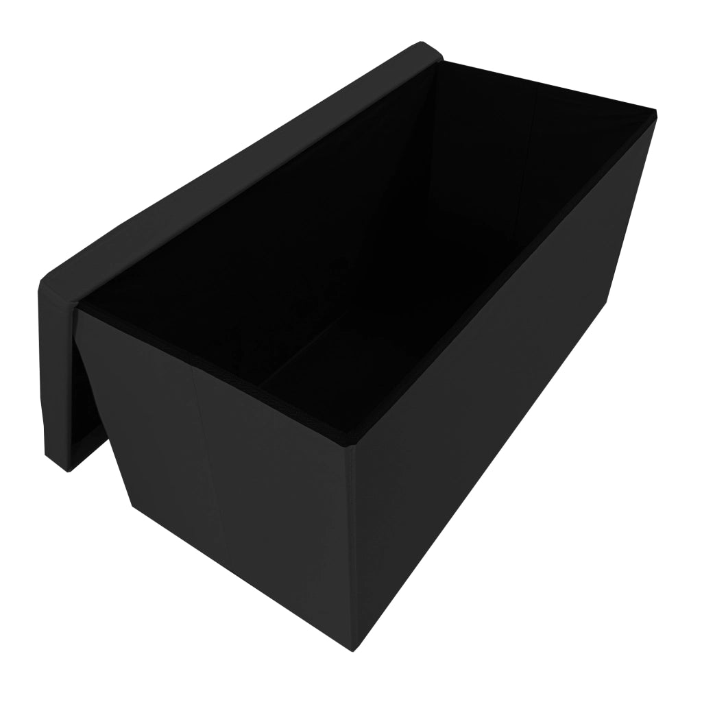Puff Ottomano rettangolare pieghevole in similpelle 76x38x38 cm | Nyana Casa | Stile ottomano | Similpelle resistente | Nero, grigio e beige