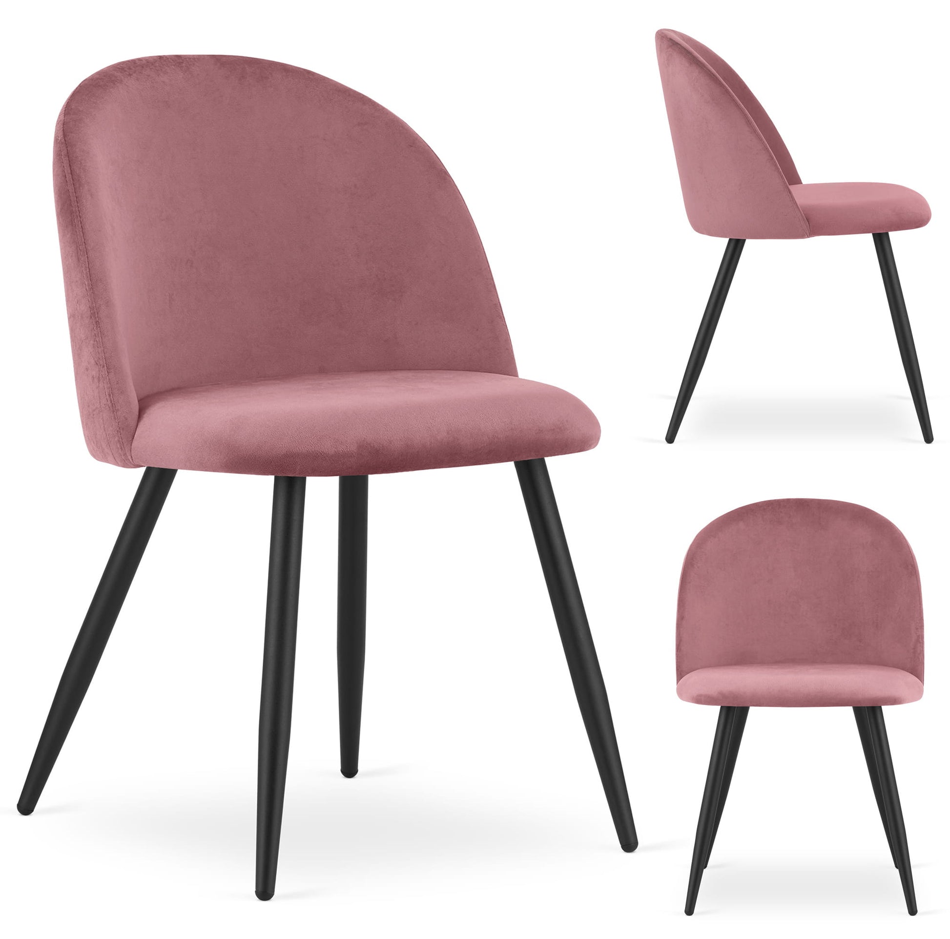 Sedia Valora BELLO in velluto rosa scuro con gambe in metallo nero x4
