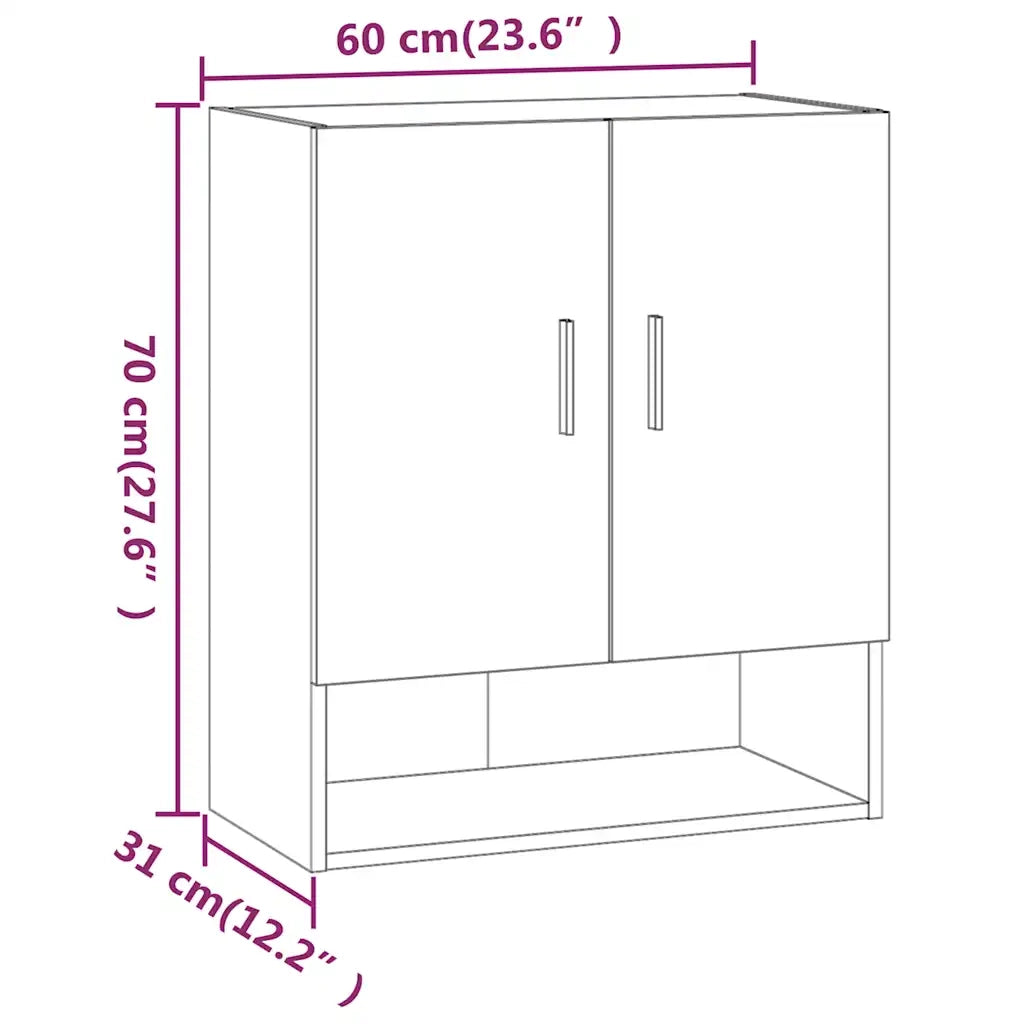 Armadietto a Muro Grigio Cemento 60x31x70 cm Legno Multistrato 812874