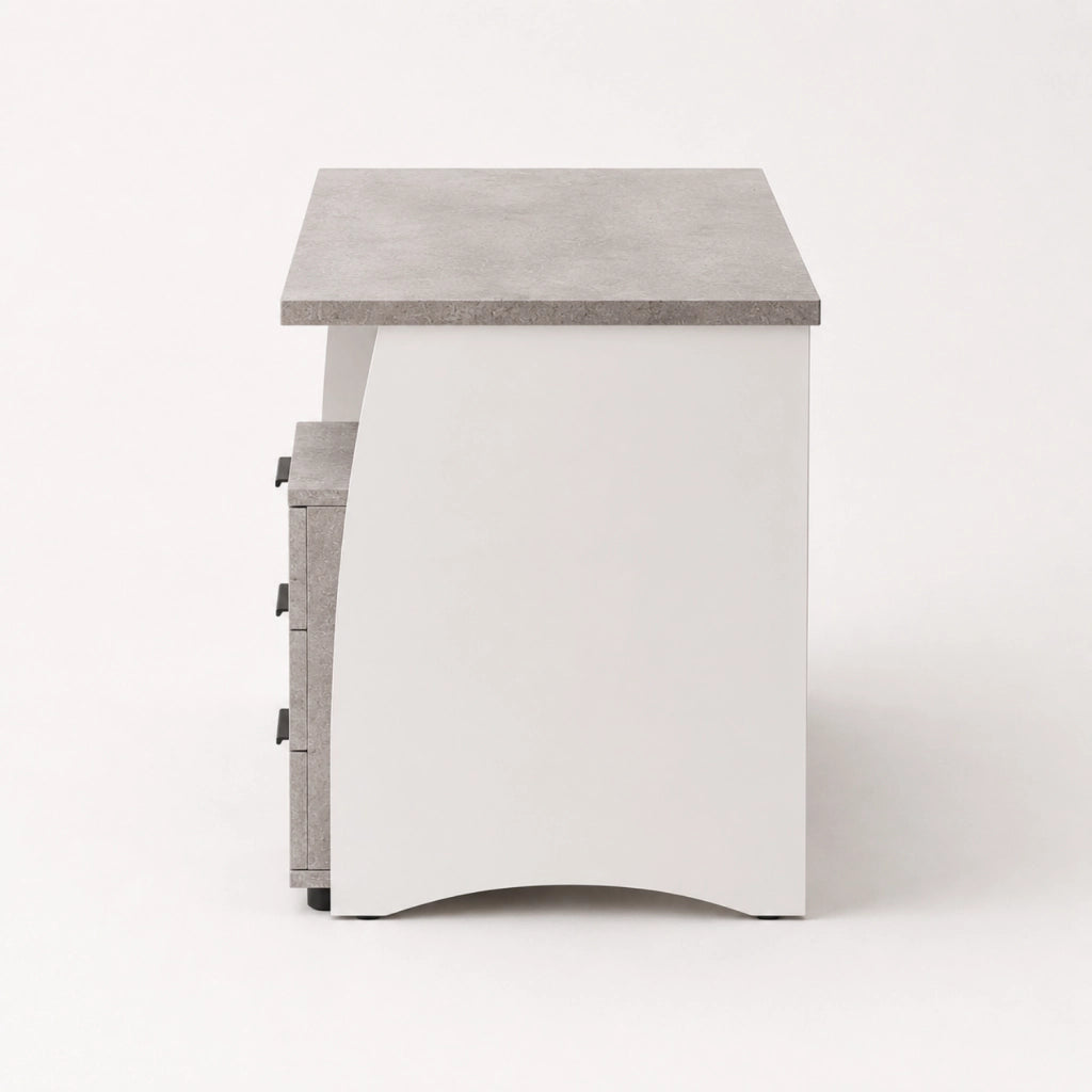 Scrivania Scrittoio Per Studio Con 3 Cassetti Mobile Da Ufficio Soggiorno Sala Da Pranzo 136 X 74 X 67 Cm Bianco E Grigio Cemento