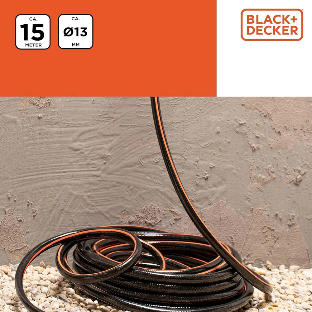 BLACK+DECKER Tubo da Giardino 15M Diametro 13mm Irrigazione Resistente in PVC