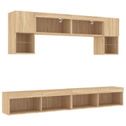 Mobile TV multimediale scaffale TV credenza mobile TV sala da pranzo soggiorno camera da letto con illuminazione a LED 6 pezzi legno ingegnerizzato rovere Sonoma marrone 02_0029454