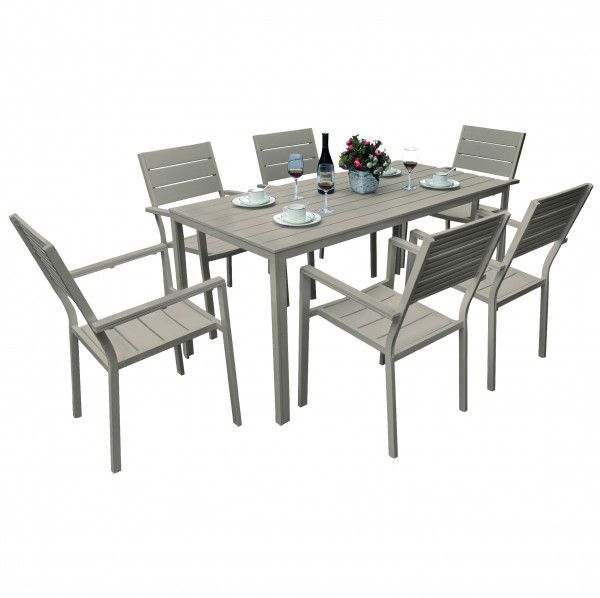 TAVOLO RETTANGOLARE GRIGIO EFFETTO LEGNO TENERIFE 156X78X74 CM