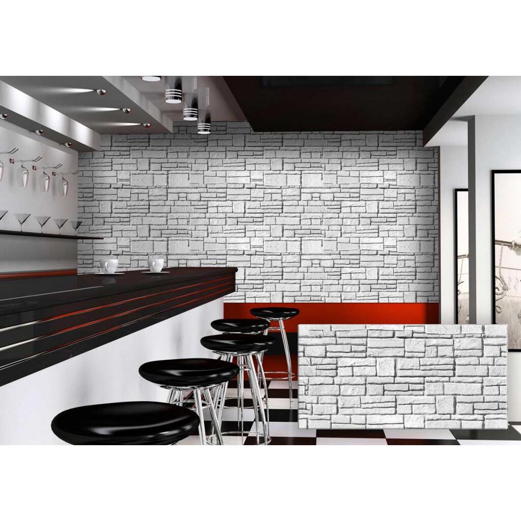 LASTRA DECORATIVA 50X100CM MURO RUSTICO BIANCO.