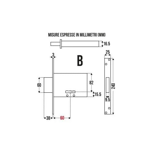 SERRATURA DOPPIA MAPPA CISA PER CANCELLI ENT.60